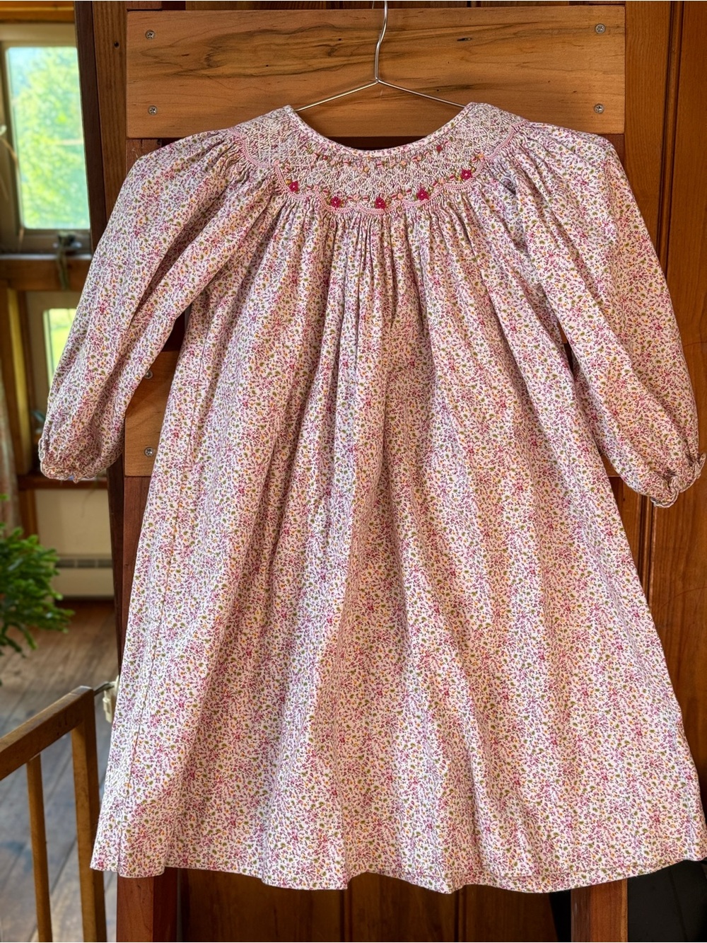 RARE Vtg 80s Carriage Boutiques 100% Cotton Hand Smocked Bishop Dress 4T - Picture 2 of 12